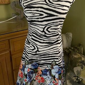 Milano Zebra/Floral Print Dress…NWT